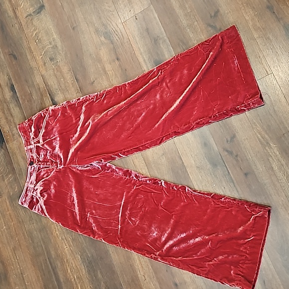 NWOT Anthropologie Anessa mauvey cranberry Velvet Wide-Leg Pants - Picture 1 of 10